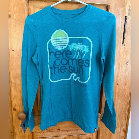 🎉Life Is Good Long Sleeve Tee Shirt Green Size Small - Picture 1 of 8